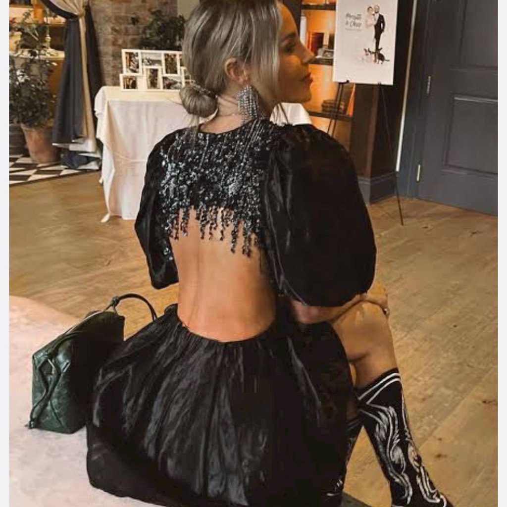 Aje Back Beeded Midi Dress